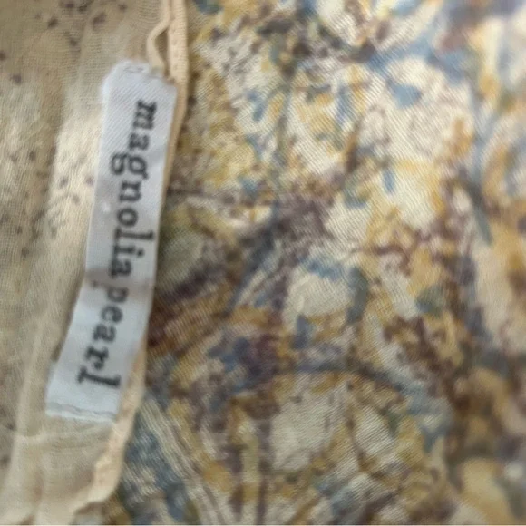 Magnolia Pearl Artistic Yellow and Blue Cotton Fabric Long Shawl 36x98” - Picture 5 of 6